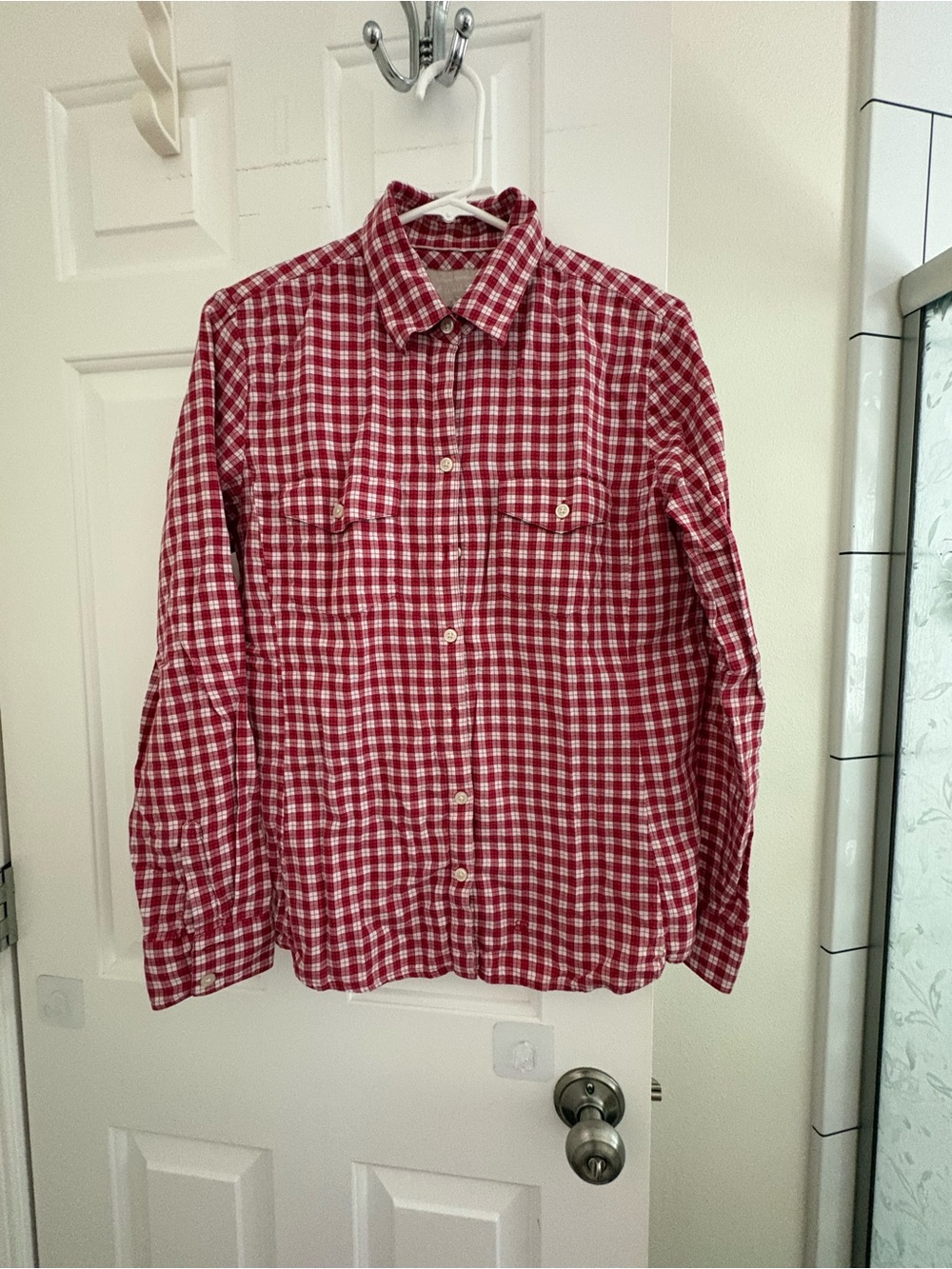 Banana Republic Red and White Plaid Button-Down Shirt